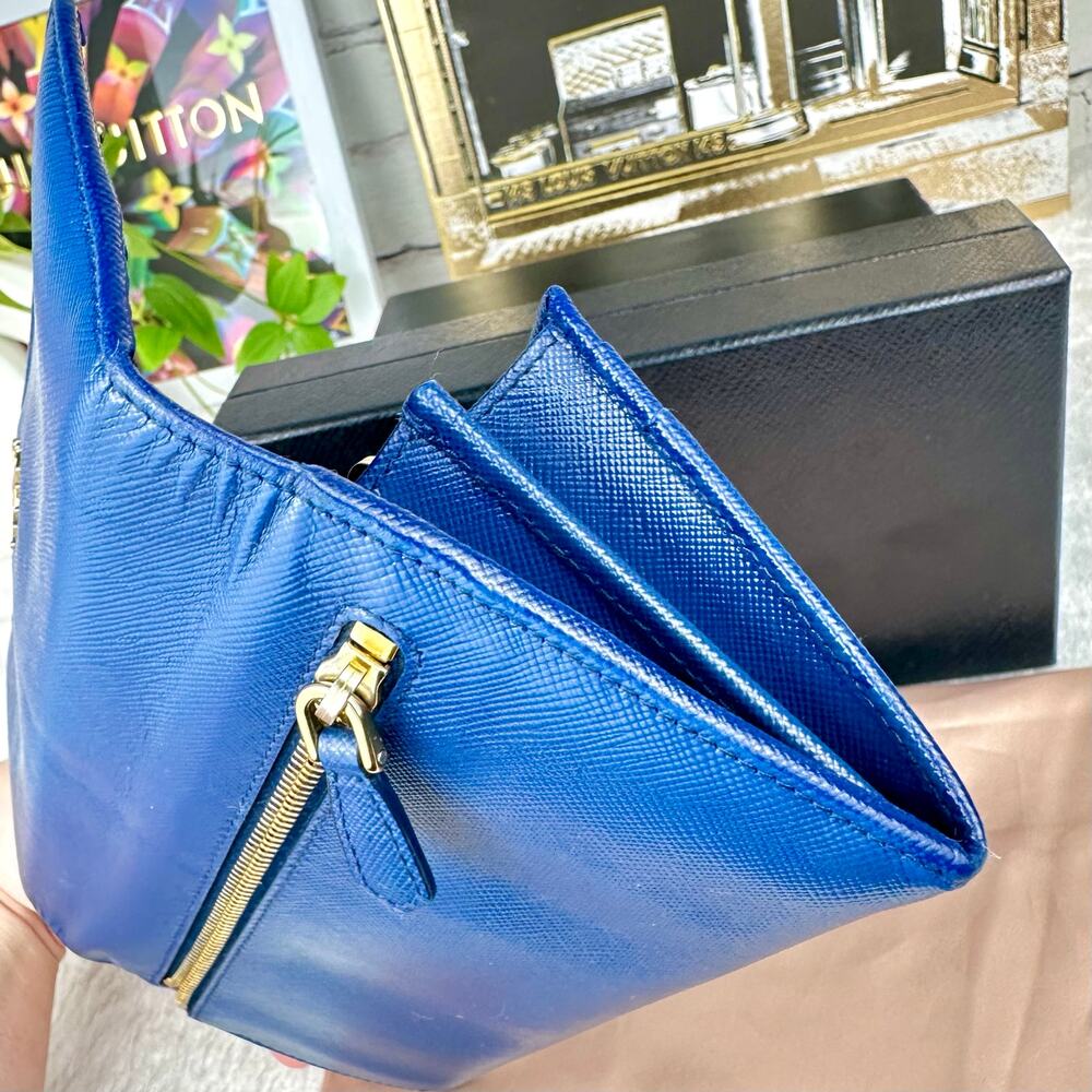 Prada Long Wallet Blue Saffiano Leather NICE Used with box Cute! - Picture 8 of 16